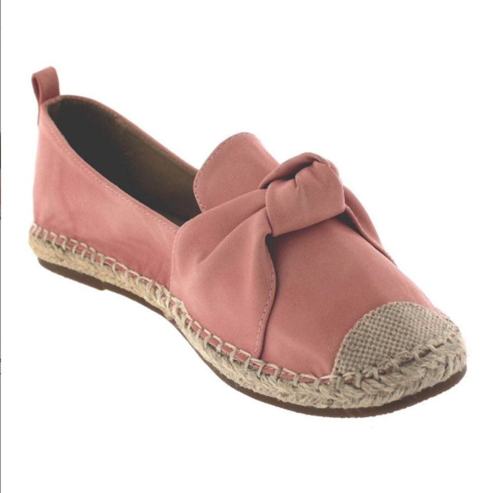 Pink Faux Leather Espadrille with Knot Detail